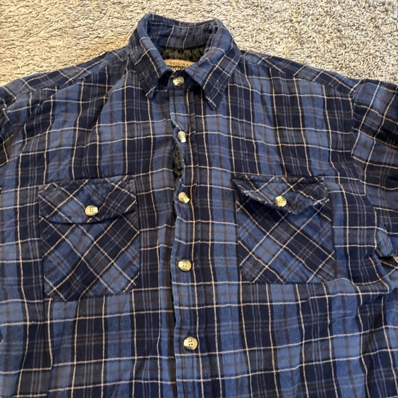 ORIGINAL COLD STORAGE FOUL WEATHER GEAR PLAID Insulated FLANNEL SHIRT Blue MEN L - Picture 2 of 5